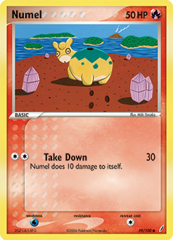 Common Pokémon card Numel 59/100 from Ex Crystal Guardians expansion