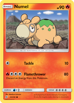 Common Pokémon card Numel 23/236 from Unified Minds expansion