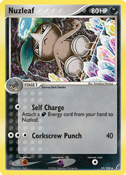 Uncommon Pokémon card Nuzleaf 39/100 from Ex Crystal Guardians expansion