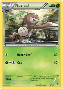 Uncommon Pokémon card Nuzleaf 6/106 from Flashfire expansion