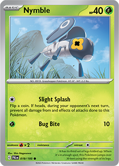 Common Pokémon card Nymble 019/193 from Paldea Evolved expansion