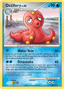 Uncommon Pokémon card Octillery 58/127 from Platinuim expansion