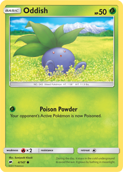 Oddish 4/147 Pokémon card from Burning Shadows for sale at best price