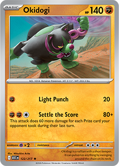 Rare Pokémon card Okidogi 122/217 from Ascended Heroes expansion