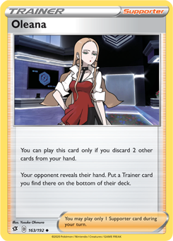 Uncommon Pokémon card Oleana 163/192 from Rebel Clash expansion