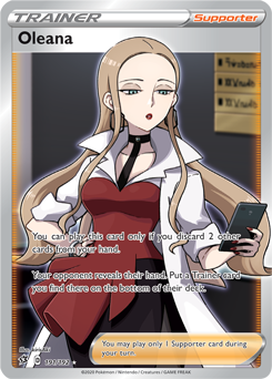 Full Art Trainer Pokémon card Oleana 191/192 from Rebel Clash expansion