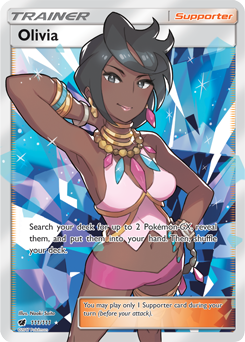 Full Art Trainer Pokémon card Olivia 111/111 from Crimson Invasion expansion