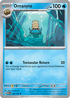 Uncommon Pokémon card Omanyte 138/165 from 151 expansion