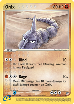 Carte Pokémon Onix 71/100 de la série Ex Tempête de Sable en vente au meilleur prix