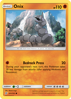 Common Pokémon card Onix 103/236 from Unified Minds expansion
