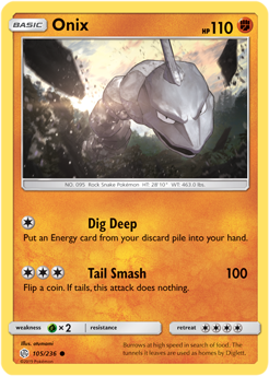 Onix 105/236 Pokémon card from Cosmic Eclipse for sale at best price