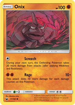 Common Pokémon card Onix 71/168 from Celestial Storm expansion