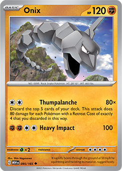 Uncommon Pokémon card Onix 95/165 from 151 expansion