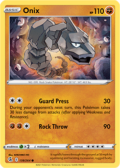 Common Pokémon card Onix 138/264 from Fusion Strike expansion