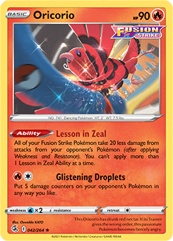 Rare Pokémon card Oricorio 42/264 from Fusion Strike expansion