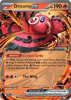Double rare Pokémon card Oricorio ex 18/94 from Phantasmal Flames expansion