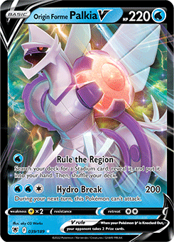 Ultra rare V Pokémon card Origin Forme Palkia V 039/189 from Astral Radiance expansion
