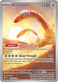 Illustration rare Pokémon card Orthworm 224/193 from Paldea Evolved expansion