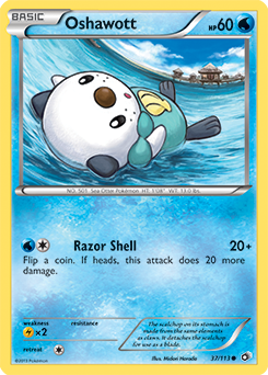Common Pokémon card Oshawott 37/113 from Legendary Treasures expansion