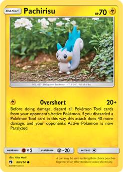 Common Pokémon card Pachirisu 80/214 from Lost Thunder expansion