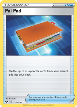 Uncommon Pokémon card Pal Pad 172/202 from Sword & Shield expansion