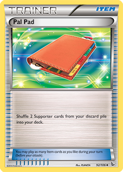 Uncommon Pokémon card Pal Pad 92/106 from Flashfire expansion