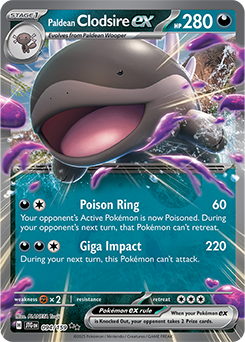 Double rare Pokémon card Paldean Clodsire ex 94/159 from Journey Together expansion