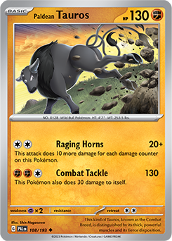 Paldean Tauros 108/193 Pokémon card from Paldea Evolved for sale at best price