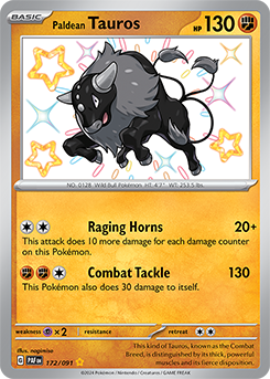 Paldean Tauros 172/91 Pokémon card from Paldean fates for sale at best price