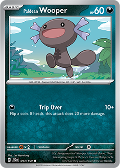 Common Pokémon card Paldean Wooper 93/159 from Journey Together expansion