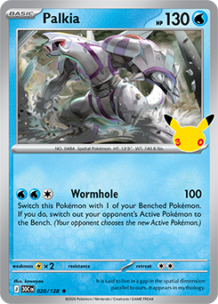 Rare Pokémon card Palkia 020/128 from 30th Celebration expansion