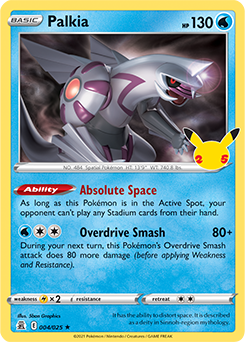 Rare Pokémon card Palkia 4/25 from Celebrations expansion