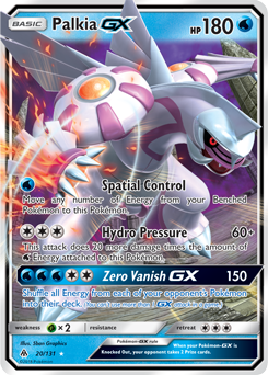 Pokémon GX Pokémon card Palkia GX 20/131 from Forbidden Light expansion