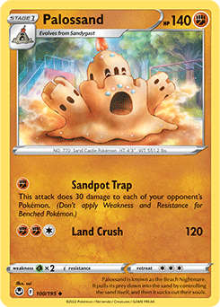 Uncommon Pokémon card Palossand 100/195 from Silver Tempest expansion