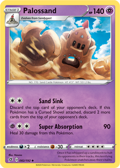 Uncommon Pokémon card Palossand 82/192 from Rebel Clash expansion