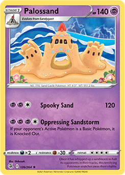 Rare Pokémon card Palossand 126/264 from Fusion Strike expansion