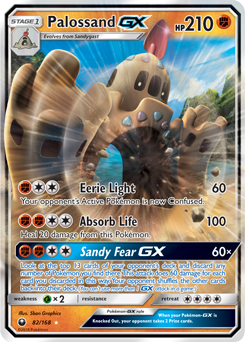 Pokémon GX Pokémon card Palossand GX 82/168 from Celestial Storm expansion
