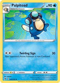 Uncommon Pokémon card Palpitoad 45/192 from Rebel Clash expansion