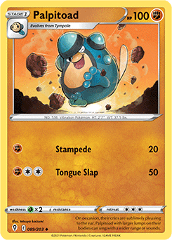 Uncommon Pokémon card Palpitoad 89/203 from Evolving Skies expansion