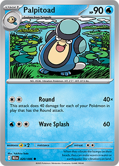 Common Pokémon card Palpitoad 20/86 from Black Bolt expansion