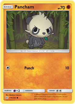 Pancham 119/236 Pokémon card from Cosmic Eclipse for sale at best price
