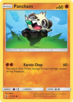 Pancham 72/145 Pokémon card from Guardians Rising for sale at best price