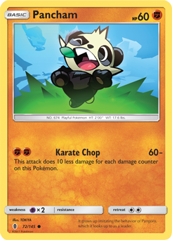 Common Pokémon card Pancham 72/145 from Guardians Rising expansion