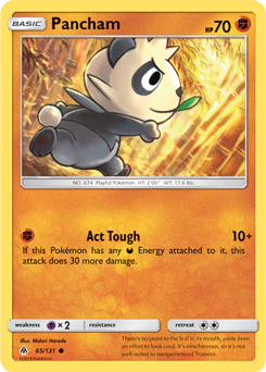 Common Pokémon card Pancham 65/131 from Forbidden Light expansion