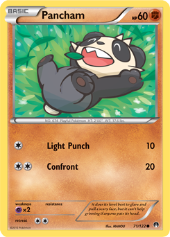 Common Pokémon card Pancham 71/122 from Breakpoint expansion