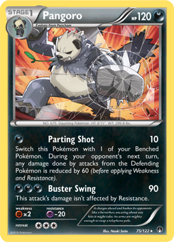 Rare Pokémon card Pangoro 75/122 from Breakpoint expansion