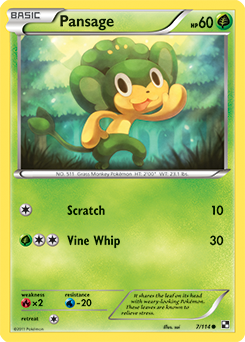 Common Pokémon card Pansage 7/114 from Black & White expansion