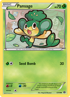 Common Pokémon card Pansage 6/99 from Next Destinies expansion