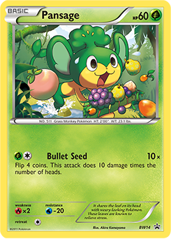 Promo Pokémon card Pansage BW14 from Back & White Promos expansion