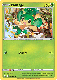 Pansage 7/264 Pokémon card from Fusion Strike for sale at best price
